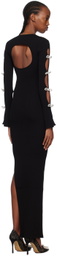 MACH & MACH Black Crystal-Cut Maxi Dress