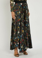 Alice + Olivia Katzz Floral-print Satin Maxi Skirt Black