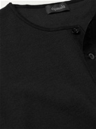 CHIMALA - Textured-Cotton Henley T-Shirt - Black - XS