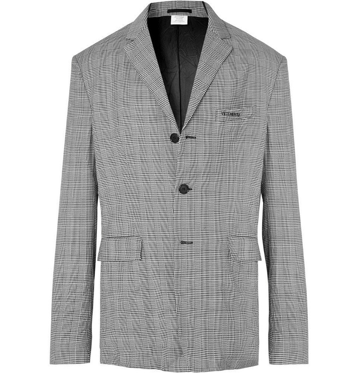 Photo: Vetements - Oversized Checked Wrinkled Woven Blazer - Men - Gray