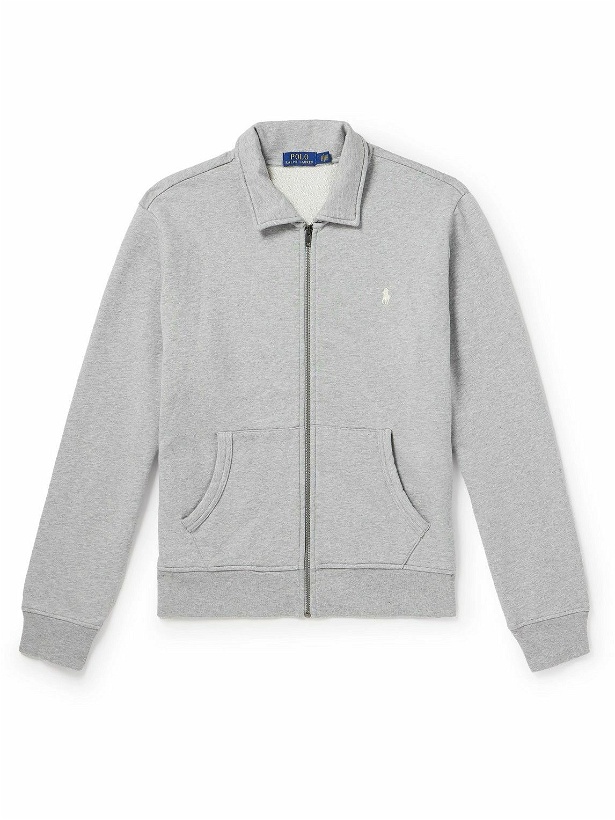 Photo: Polo Ralph Lauren - Logo-Embroidered Jersey Zip-Up Sweatshirt - Gray