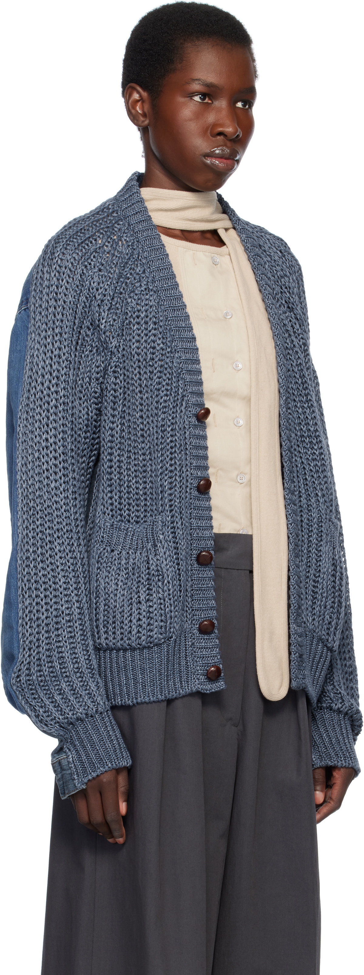 BLESS × CristaSeya Bless Navy The Cristaseya Edition Nº79 'Jeansbackpatent' Cardigan