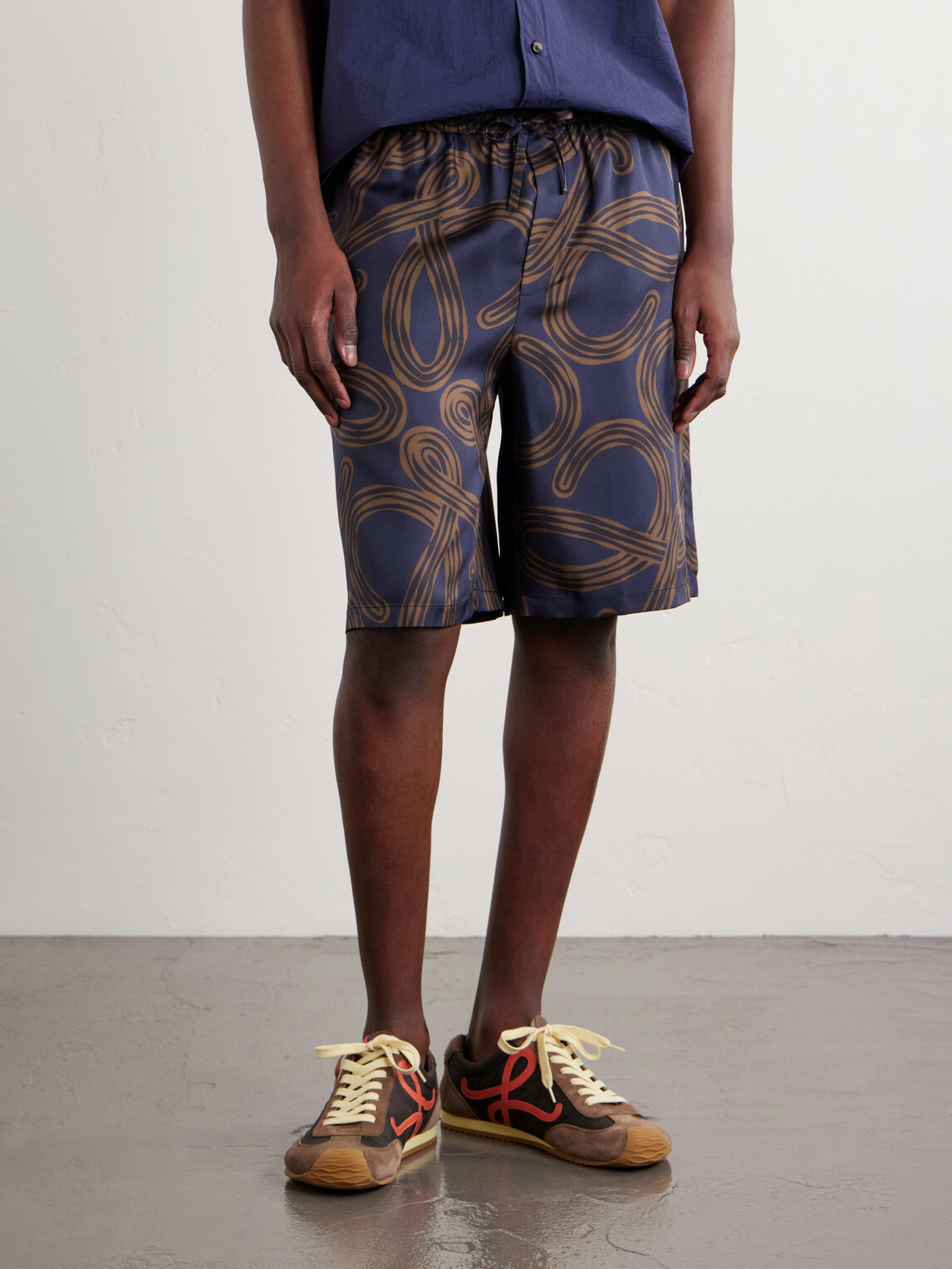 LOEWE - Paula's Ibiza Straight-Leg Printed Silk Drawstring Shorts - Blue