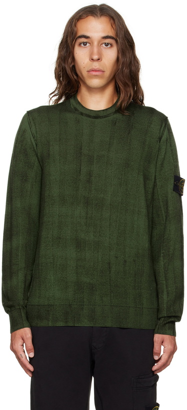 Photo: Stone Island Green Garment-Dyed Sweater