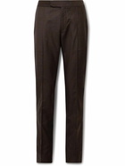 Brioni - Melbourne Slim-Fit Tapered Pleated Virgin Wool-Twill Trousers - Brown