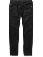 SAINT LAURENT - Slim-Fit Coated-Cotton Jeans - Black