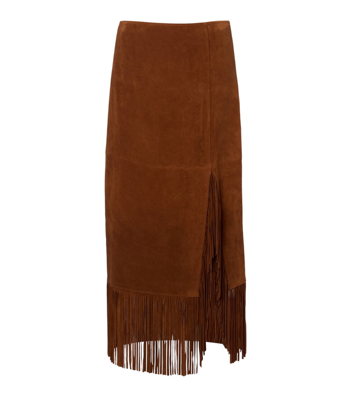 Photo: Polo Ralph Lauren Fringed suede midi skirt
