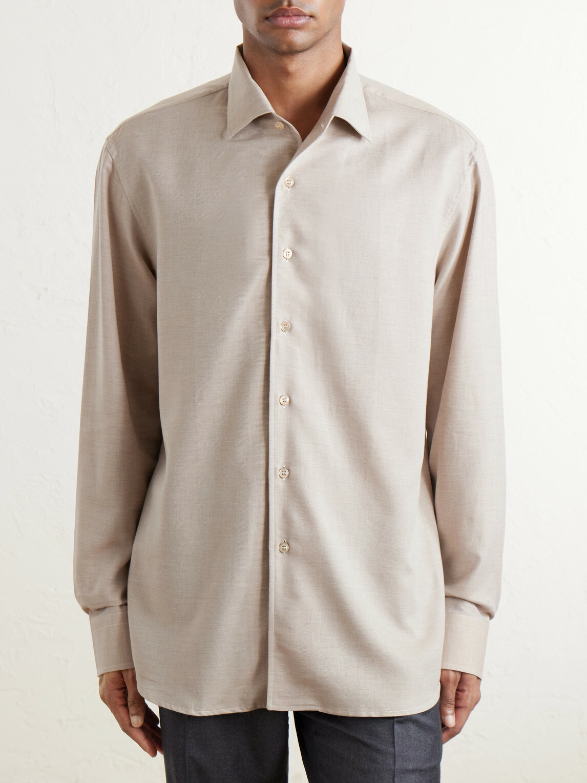 Brioni - Marcello Cotton and Cashmere-Blend Shirt - Neutrals