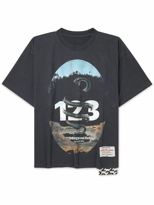 Photo: RRR123 - Printed Cotton-Jersey T-Shirt - Black