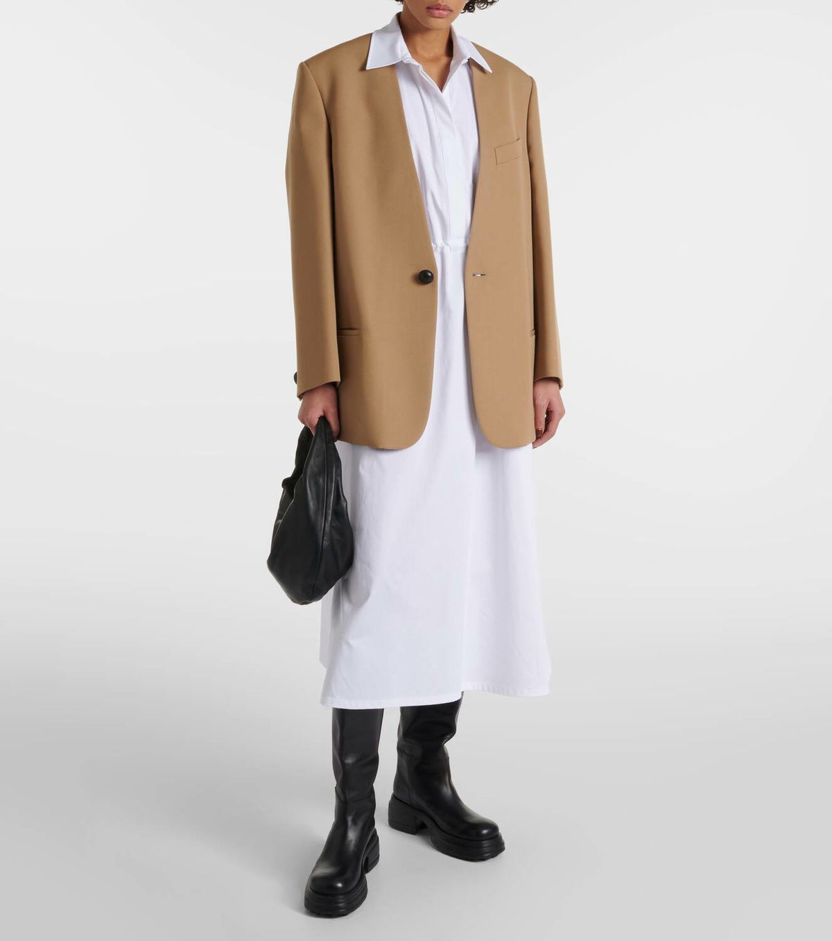 【送料&関税込】Max Mara Arezzo Cotton Shirtdress Arezzo gabardine shirt dress in white - Max Mara | Mytheresa