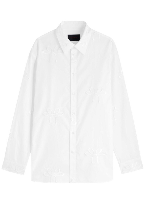 Photo: Simone Rocha Carnation Bow-embroidered Cotton-poplin Shirt White