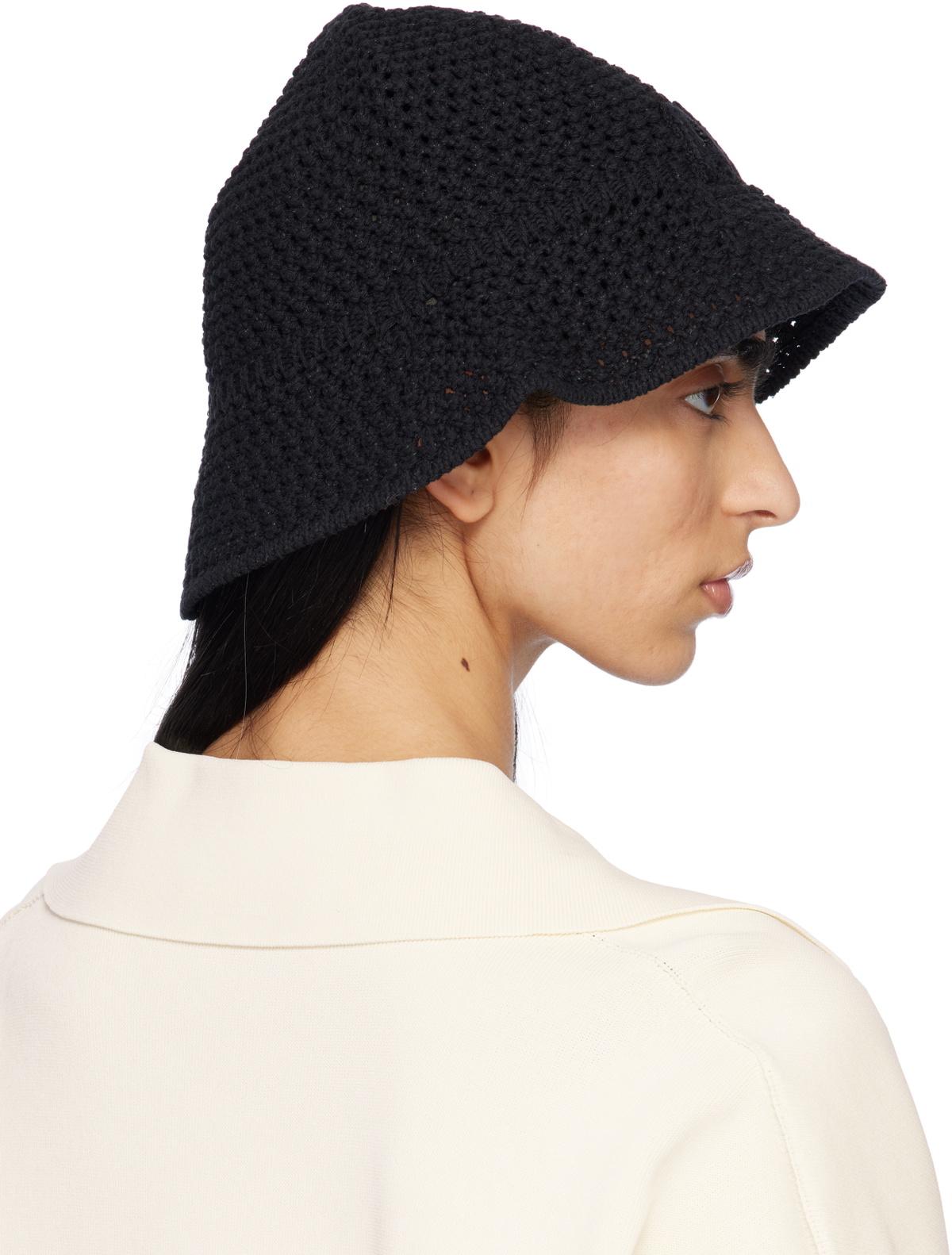 AMI Paris Black Knit 'AMI' Patch Bucket Hat