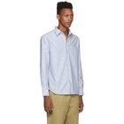 Noah NYC White and Blue Alternating Stripes Oxford Shirt