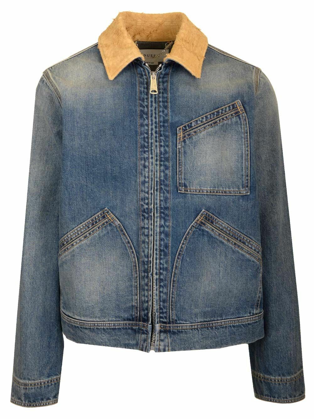 Alexander McQueen White Blue Sky Denim Jacket Alexander McQueen
