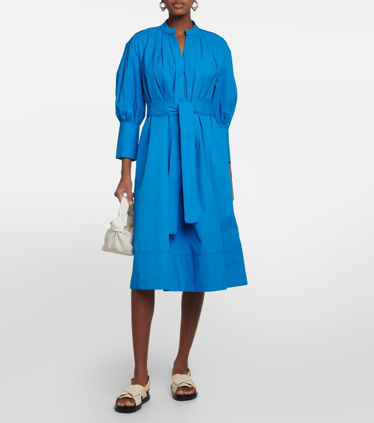 CO - Pleated V-neck cotton dress Coach