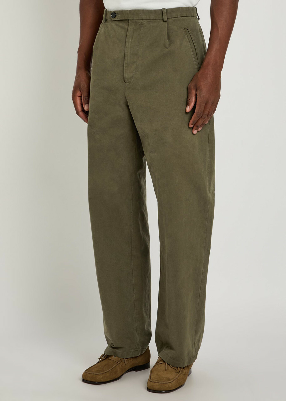 Jil Sander Tapered Cotton-twill Trousers Olive