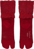 YOHJI YAMAMOTO Red Mesh/Lace Tabi Socks