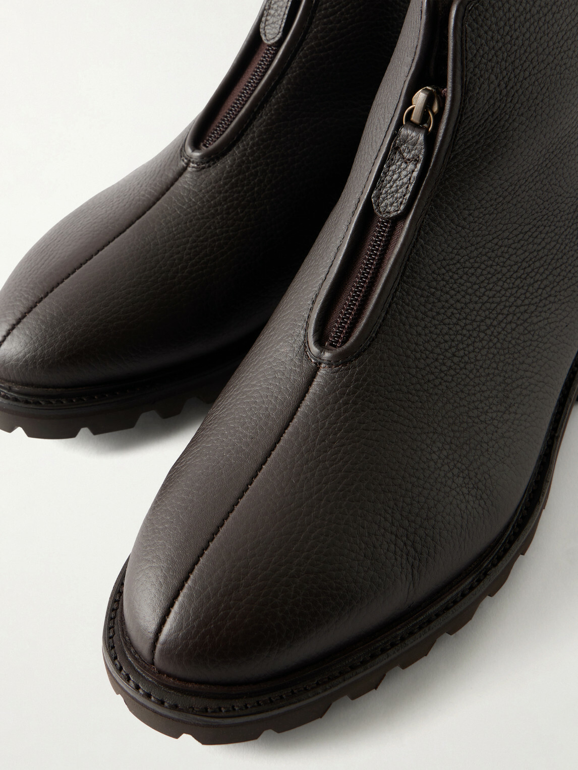 MORJAS - Alpine Shearling-Lined Full-Grain Leather Chelsea Boots - Brown