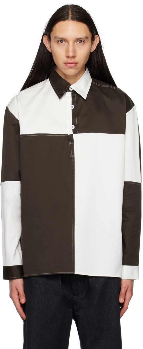 3MAN Brown & White Colorblock Polo