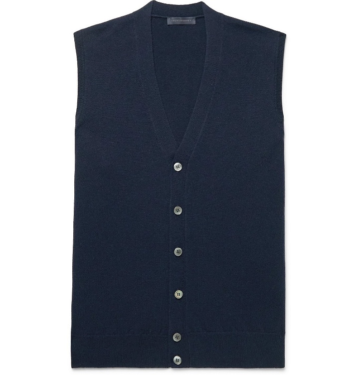 Photo: THOM SWEENEY - Merino Wool and Cashmere-Blend Sweater Vest - Blue