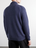 Mr P. - Rib-Trimmed Alpaca Half-Zip Sweater - Blue