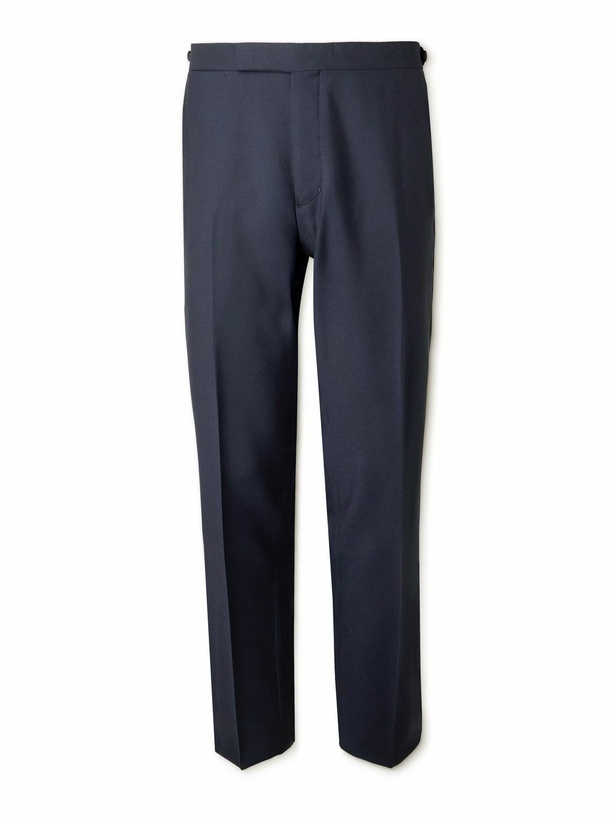 Photo: Mr P. - Slim-Fit Satin-Trimmed Virgin Wool and Mohair-Blend Tuxedo Trousers - Blue