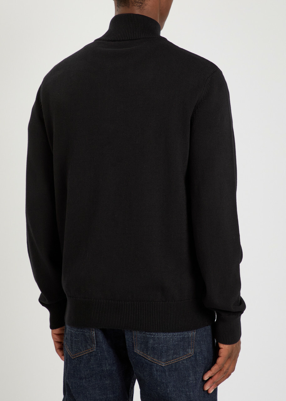 Emporio Armani Logo-embroidered Cotton-knit Jumper Black