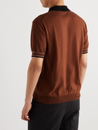 Mr P. - Contrast-Tipped Cotton Polo Shirt - Brown