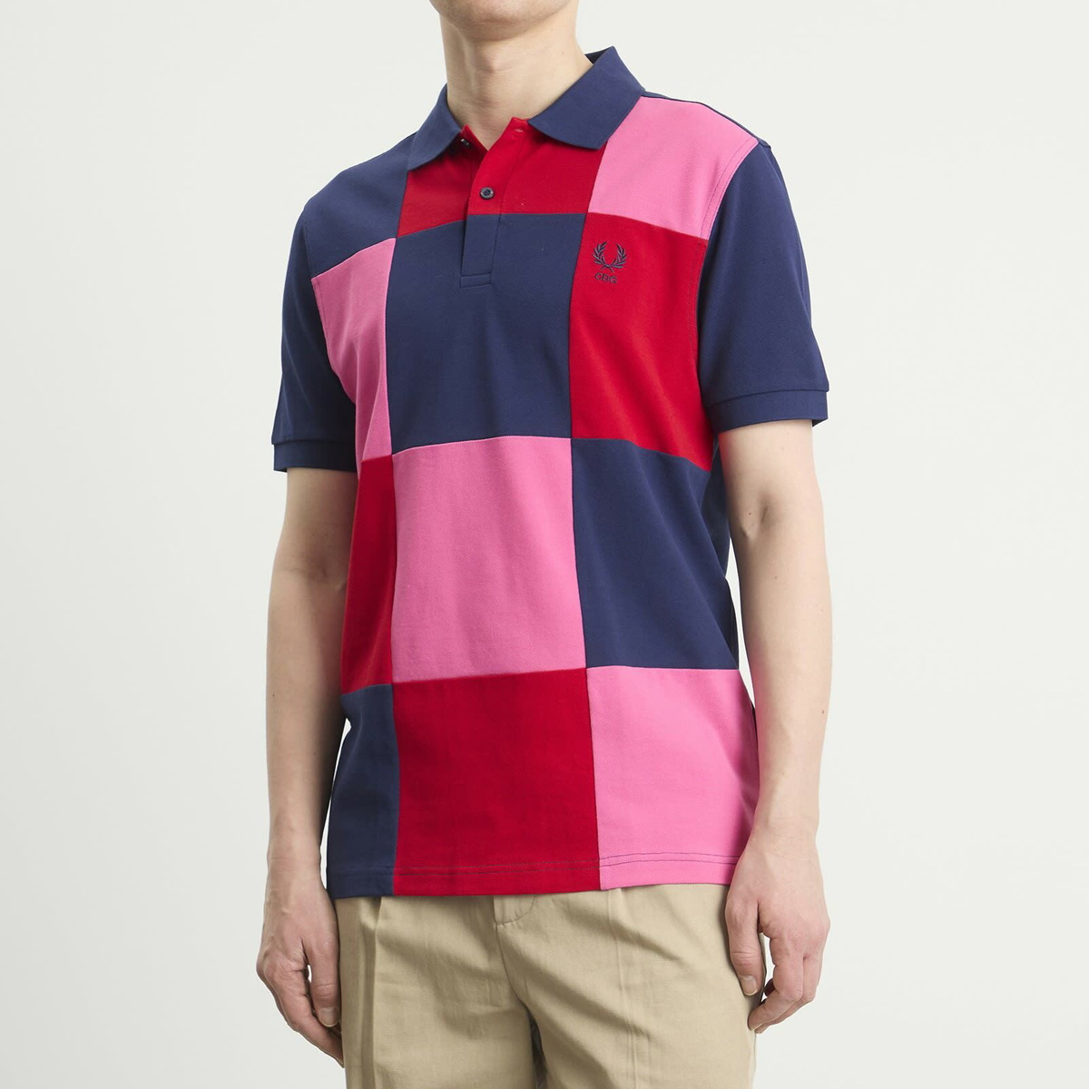 Comme des Garçons SHIRT Men's x Fred Perry Patchwork Polo in Navy X Mix