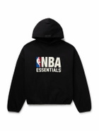 FEAR OF GOD ESSENTIALS - NBA Cropped Appliquéd Cotton-Blend Jersey Hoodie - Black