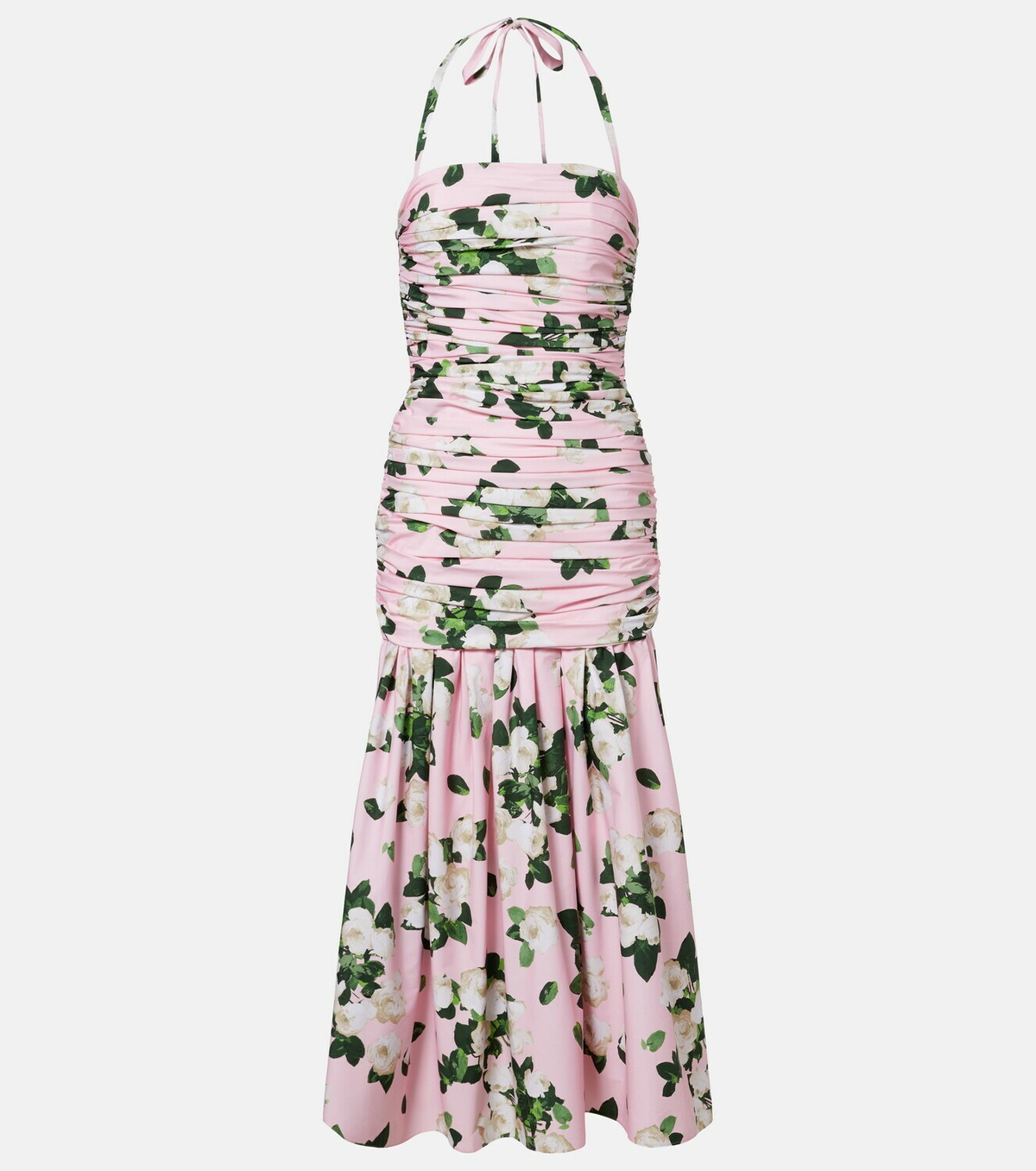 Carolina Herrera Floral ruched cotton-blend midi dress