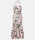 Carolina Herrera Floral ruched cotton-blend midi dress