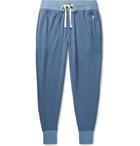 Polo Ralph Lauren - Tapered Logo-Embroidered Mélange Stretch-Cotton Jersey Sweatpants - Blue