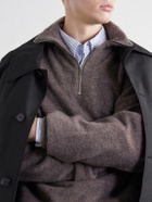 Kaptain Sunshine - Wool and Silk-Blend Fleece Zip-Up Sweater - Brown