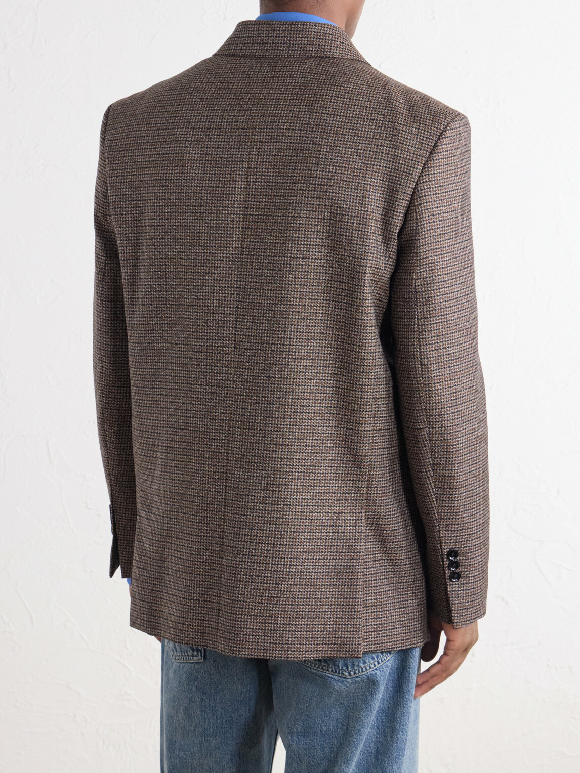 AMI PARIS - Double-Breasted Houndstooth Virgin Wool Blazer - Brown
