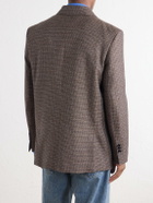 AMI PARIS - Double-Breasted Houndstooth Virgin Wool Blazer - Brown