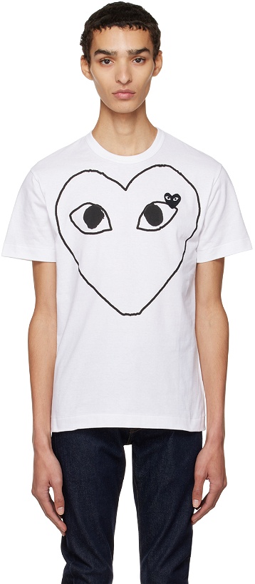 Photo: COMME des GARÇONS PLAY White Sketch Heart T-Shirt