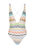 Missoni Patterned V-neck Fine-knit Swimsuit Multicoloured