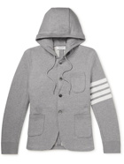 Thom Browne - Striped Cotton-Jersey Hooded Jacket - Gray