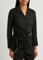 High Ceremony Striped Crepe Blazer Black