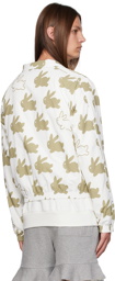 JW Anderson White & Brown All Over Bunny Track Jacket