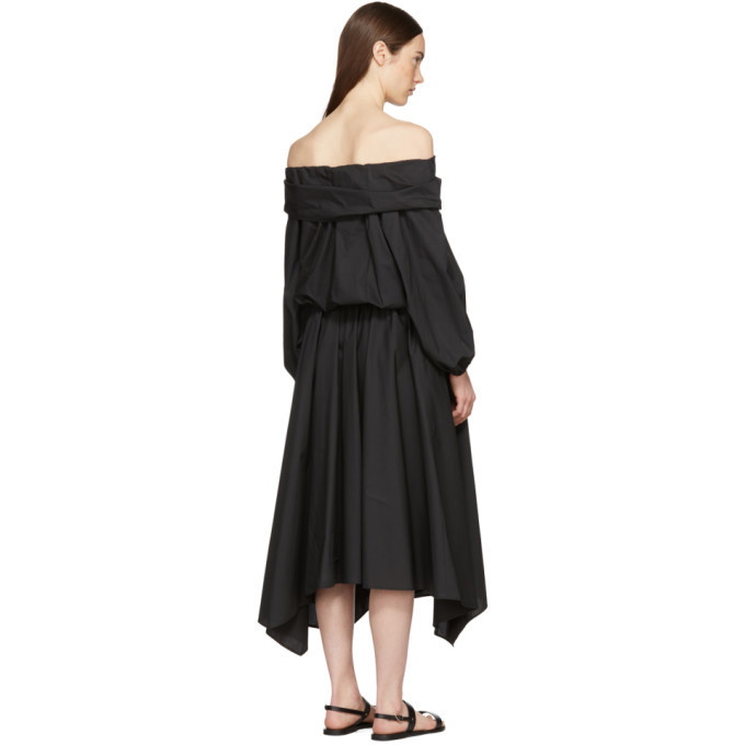 Enfold Black Bouffant Sleeve Off-The-Shoulder Dress Enfold