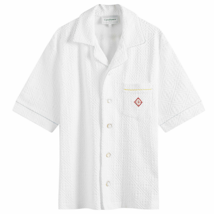 Photo: Casablanca Men's Monogram Towelling Short Sleeve Shirt in White