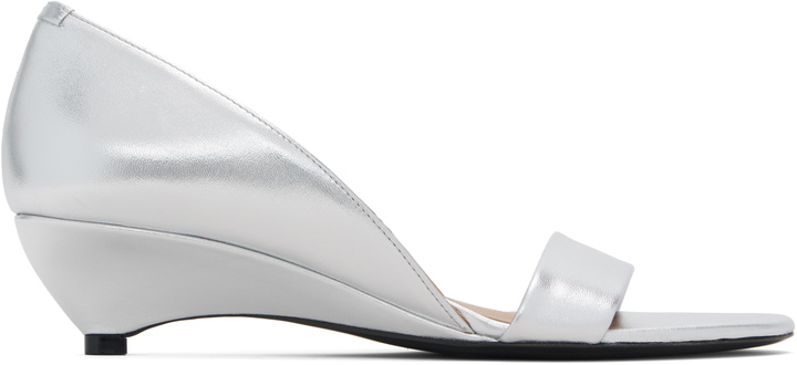 Photo: Jil Sander Silver Low-Heel Heeled Sandals