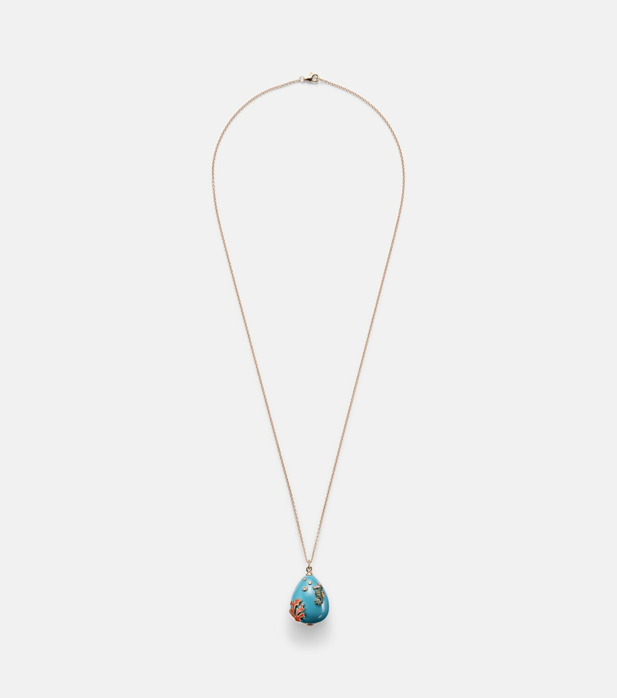 Yvonne Léon Pendentif L'océan 9kt gold necklace with turquoise, diamonds, and gemstones