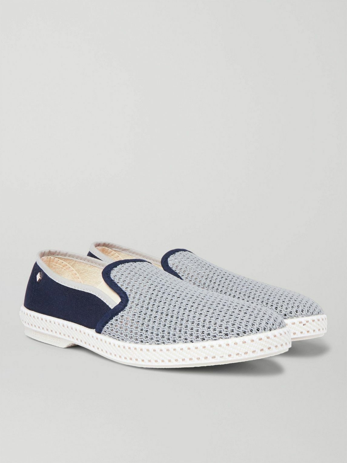 RIVIERAS - Maltese Falcon Cotton-Mesh and Canvas Espadrilles - Blue