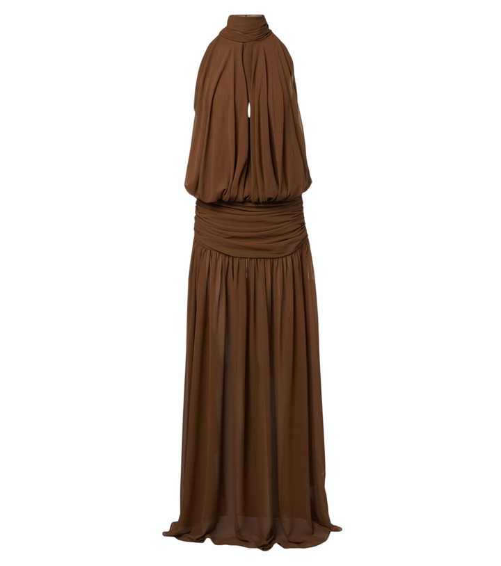 Photo: De La Vali Cruz draped chiffon maxi dress