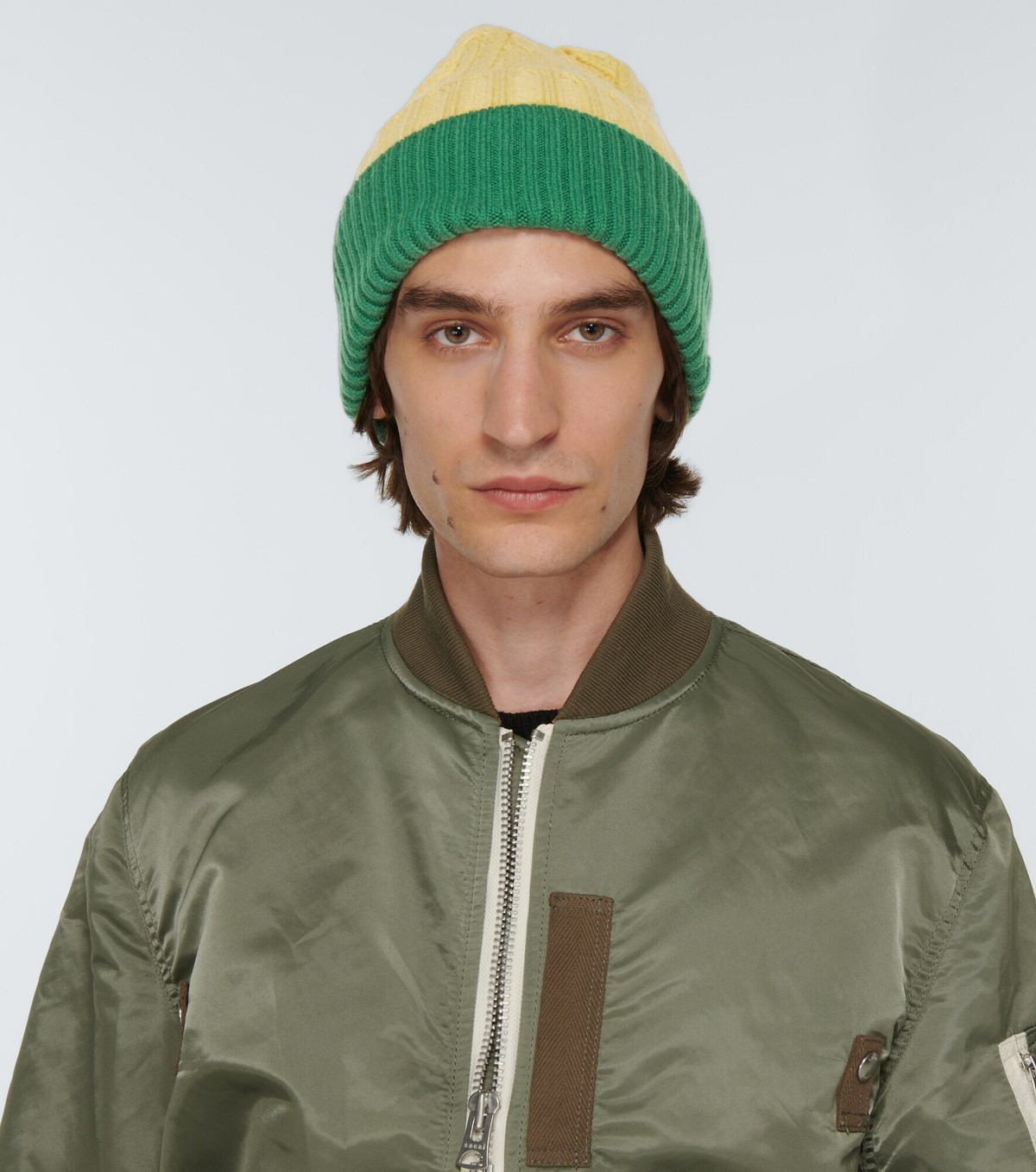 Sacai - Cable-knit wool-blend beanie