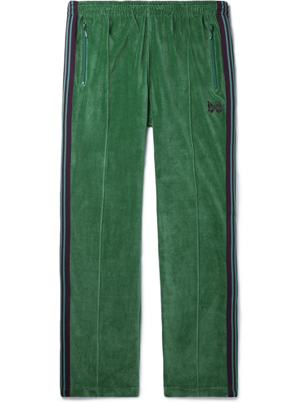 Photo: Needles - Logo-Embroidered Webbing-Trimmed Cotton-Blend Velour Sweatpants - Green - L