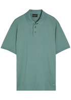 Emporio Armani Jacquard Logo-embroidered Cotton Polo Shirt Blue